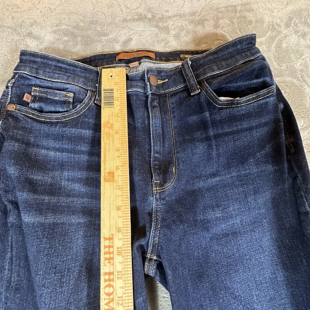 Judy Blue Jeans Womens 15 32 Bootcut Mid Rise Dark Wash Whiskered Stretch Denim